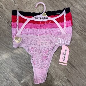 NEW Juicy Couture‎ Women XL Lace Thong Set - Black, Red, Pink,